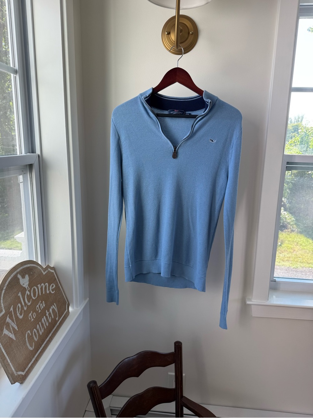 Men's (18 teens) Light Blue Quarter-Zip Sweater - Vineyard Vines XL
